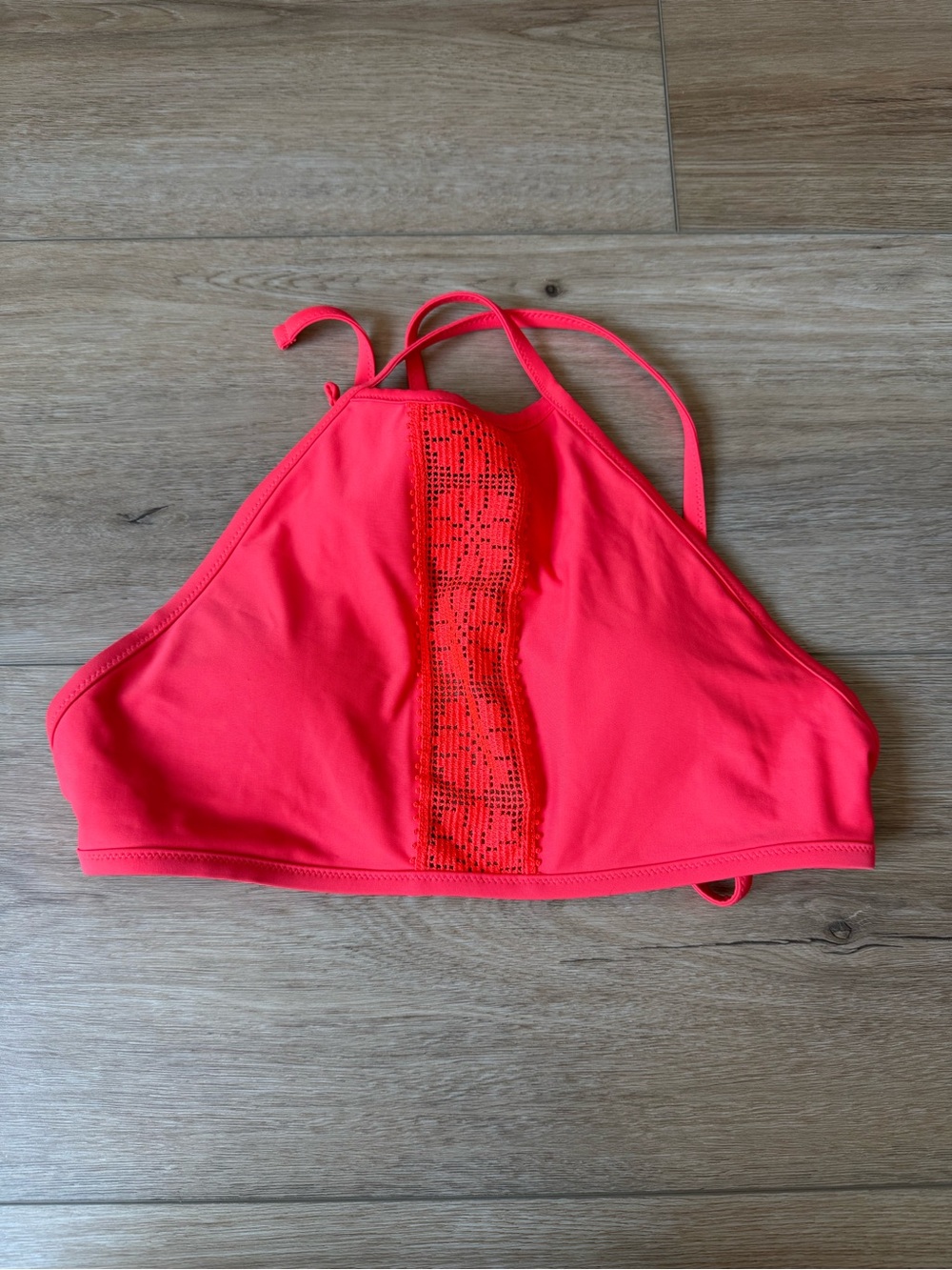 aerie Neon Coral High Neck Bikini Top